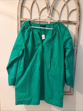 Banana Republic Green Long-Sleeve Peasant Dress